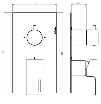 VITA 53523V2 - Single handle shower mixer with diverter with plate by Rubinetterie Frattini - view 3